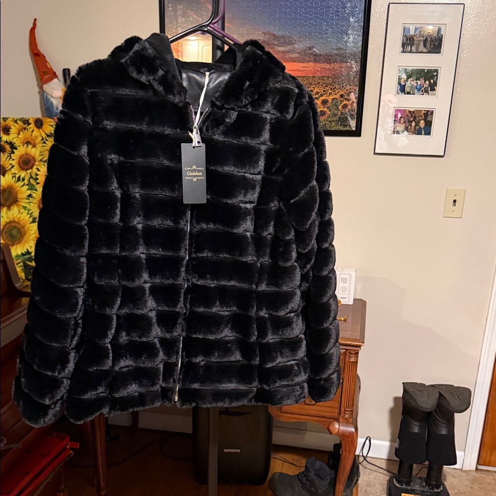 Chic Black Teddy Jacket with Hood